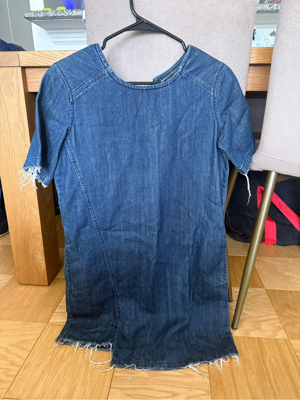 All Saints Dark Blue Denim Midi Shift Dress